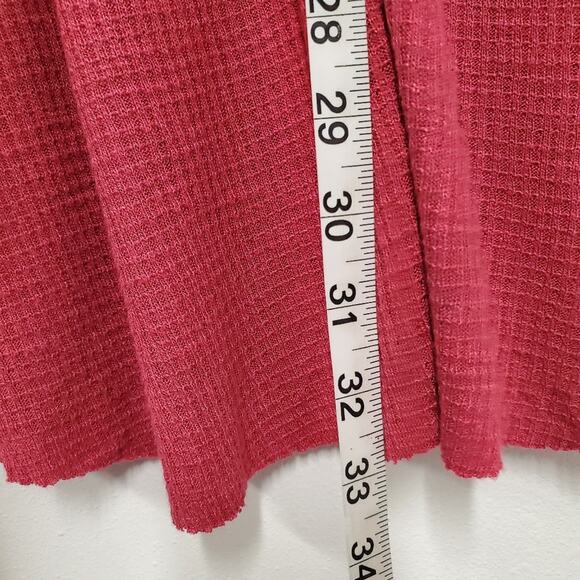 Free People Top Medium Red Thermal Waffle Knit Whimsygoth Vampire Lace Romantic - Picture 7 of 7